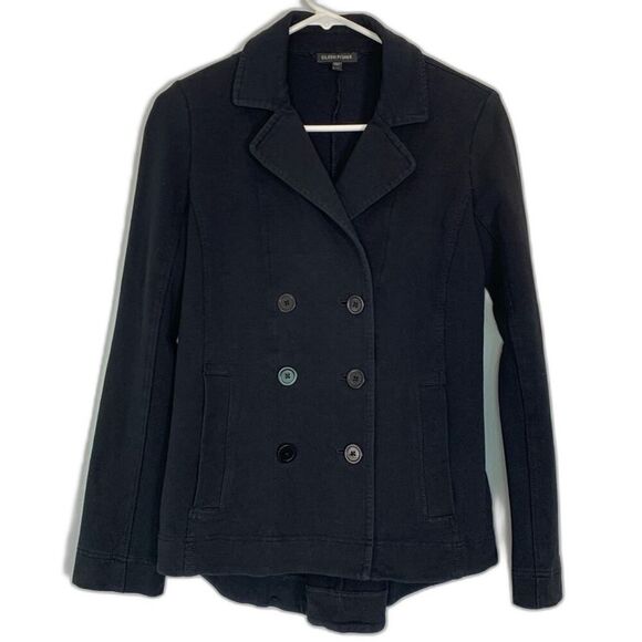 Eileen Fisher Women's Black Stretch Knit Double-Breasted Blazer Jacket Size XS - Picture 9 of 12